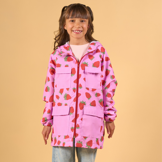 Rain Jacket Fresas Rosado
